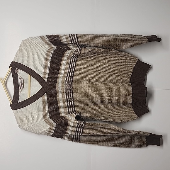 L'Avion Vintage unisex sz M brown, cream, and tan long sleeve sweater. - Picture 1 of 6